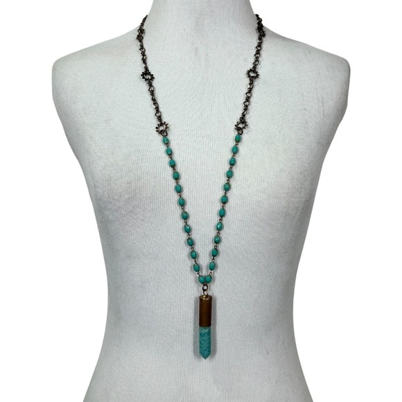 Unbranded Jewelry - Boho Crystal Pointed Long Chain Necklace Layer Festival Hippie Amazonite Stone
